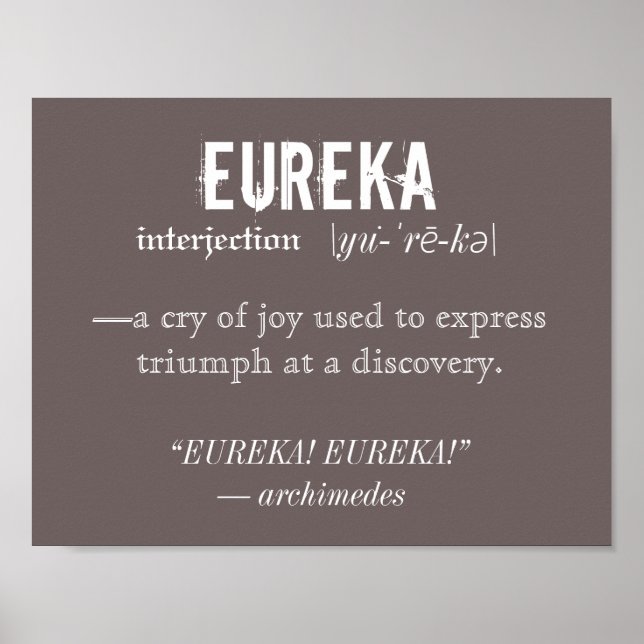 Affiches Eureka Définition Archimède Principe Science (Devant)