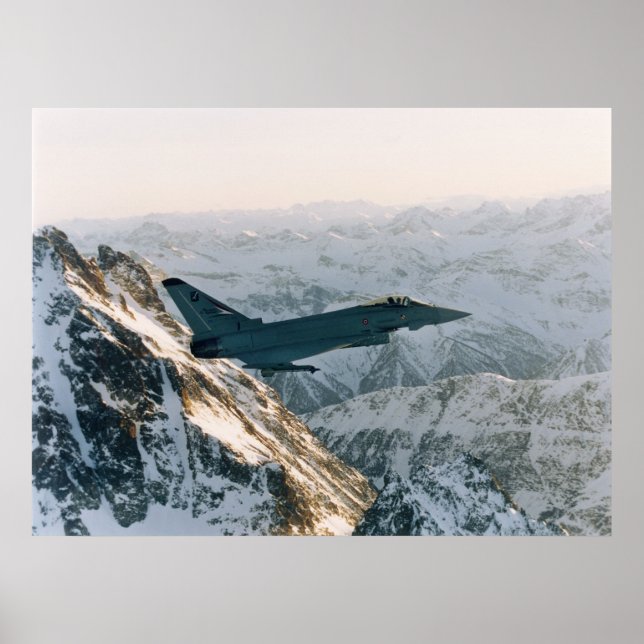 Affiches Eurofighter au milieu des montagnes (Devant)