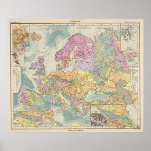 Affiches Europa - carte géologique de l'Europe