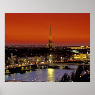 Affiches Europe, France, Paris. Vue coucher de soleil sur E