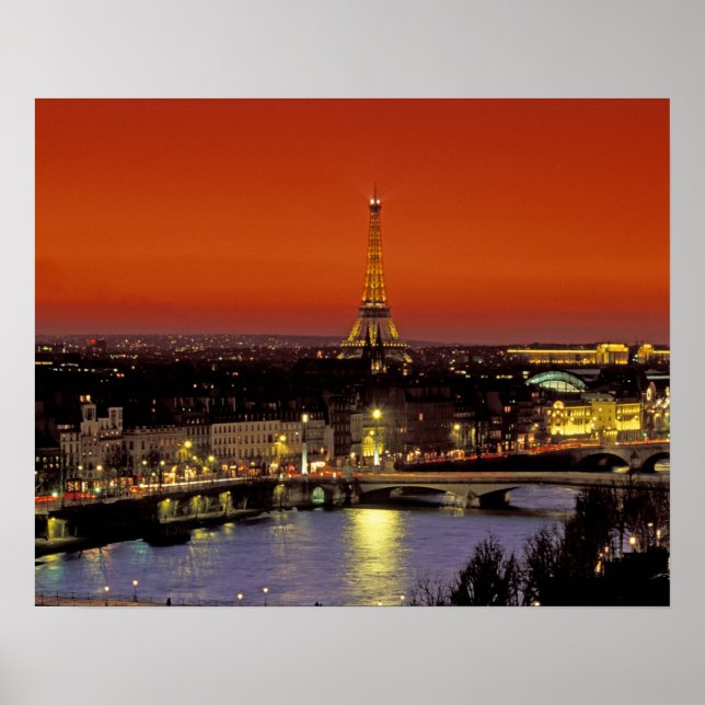 Affiches Europe, France, Paris. Vue coucher de soleil sur E (Devant)