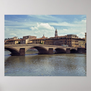 Affiches Europe, Italie, Florence. Le fleuve Arno coule