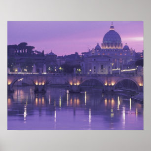 Affiches Europe, Italie, Rome. Saint-Pierre et Ponte Sant