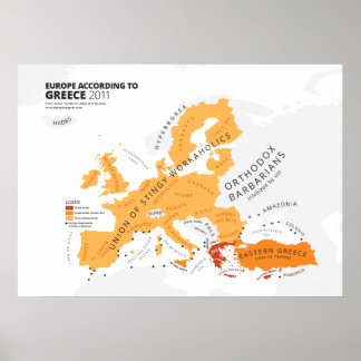 Affiches Europe selon la Grèce