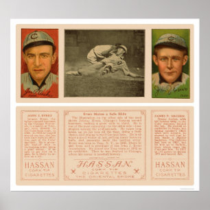 Affiches Evers Diapositives Baseball en Sécurité Cubs 1912