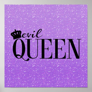 Affiches EVIL QUEEN Purple Parties scintillant Glam Typogra