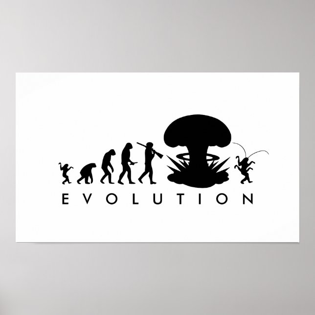 Affiches Evolution de l'homme et du cafard amusant Graphiqu (Devant)