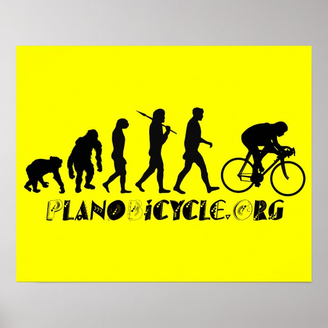 Affiches Evolution du cyclisme Arty Logo Plano Texas Gear (Devant)