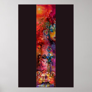 Affiches EXCALIBUR Épée Magique Légende Arthurienne Aquarel