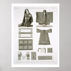 Affiches Exemples des costumes en soie et égyptiens, de
