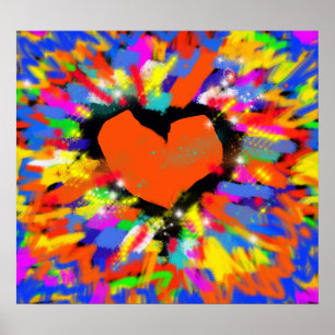 Affiches explosion d'amour, empreinte d'art du coeur