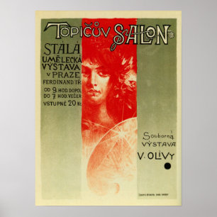 Affiches Expo tchèque vintage Prague de salon d'art