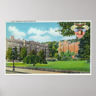Affiches Exterior View of Cadet Barracks and Gymnasium