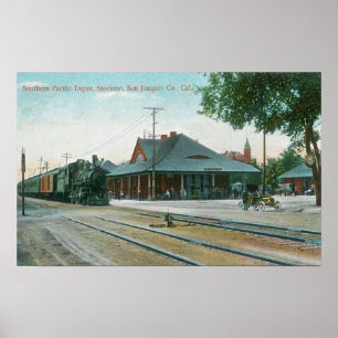 Affiches Exterior View of the Southern Pacific Depot