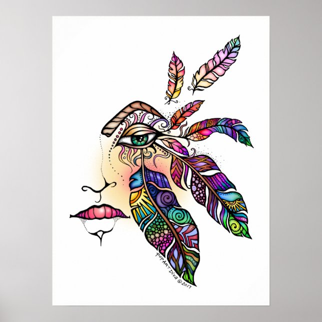 Affiches EYE Love FEATHERS Imaginaire Art 18x24 (Devant)