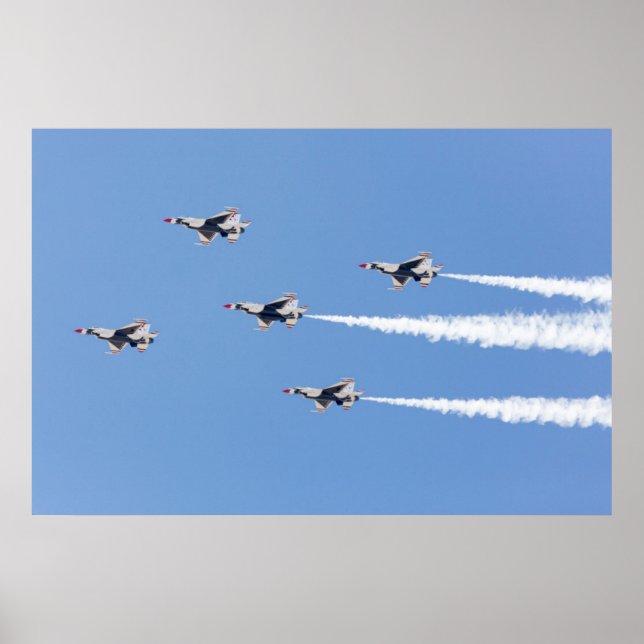 Affiches F-16 Thunderbirds volant en formation à cinq carte (Devant)