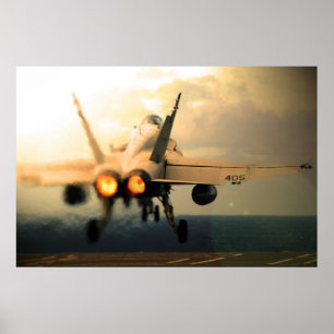 Affiches F-18C Hornet Carrier Afterburner Takeoff