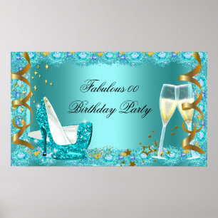 Affiches Fabrique Parties scintillant Bleue Turquoise Haut