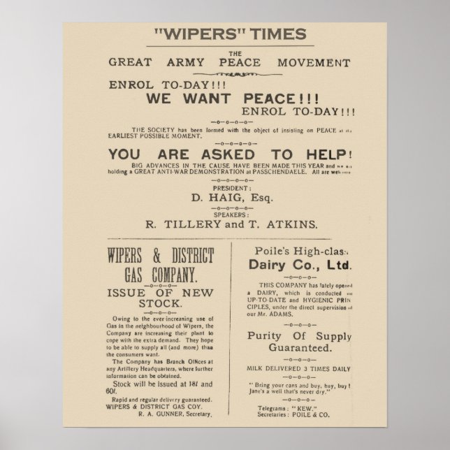 Affiches Facsimile  Pages from the Wipers Times 1917 (Devant)