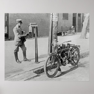 Affiches Facteur à motocyclette, 1909. Photo ancienne