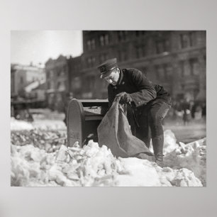 Affiches Facteur dans la neige, 1922. Photo ancienne