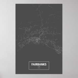 Affiches Fairbanks, Alaska (white on black)