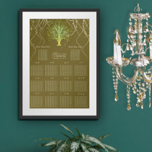 Affiches Faire-part de mariage d'arbre Tourbillonnant Gold 