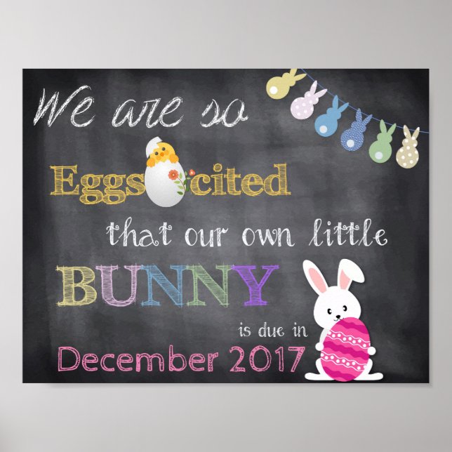 Affiches Faire-part de révélation de la grossesse de Pâques (Devant)