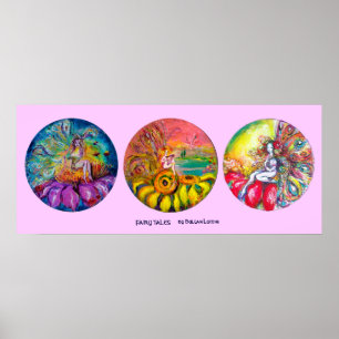 Affiches FAIRY TAILLES jaune rose bleu vert