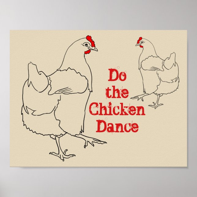 Affiches Faites Danser Le Poulet Drôle Amusant Cute Quirky  (Devant)
