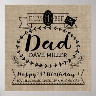 Affiches Faites Votre Propre No 1 Papa Anniversaire Mignonn