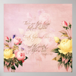 Affiches Faith Hope et Love Roses