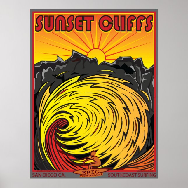AFFICHES FALAISES DE SOLEIL SAN DIEGO CALIFORNIA SURF (Devant)
