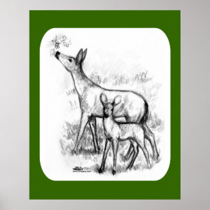 Affiches Famille de cerfs