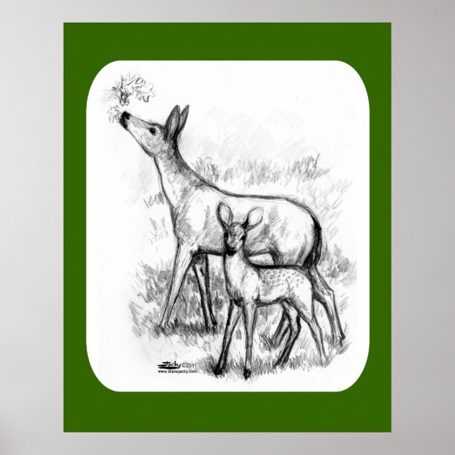 Affiches Famille de cerfs (Devant)