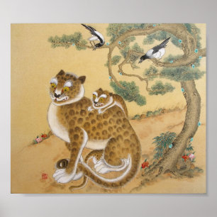 Affiches Famille et oiseaux du Tigre antique
