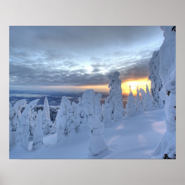 Affiches Fantômes de neige au coucher du soleil à Whitefish (Devant)