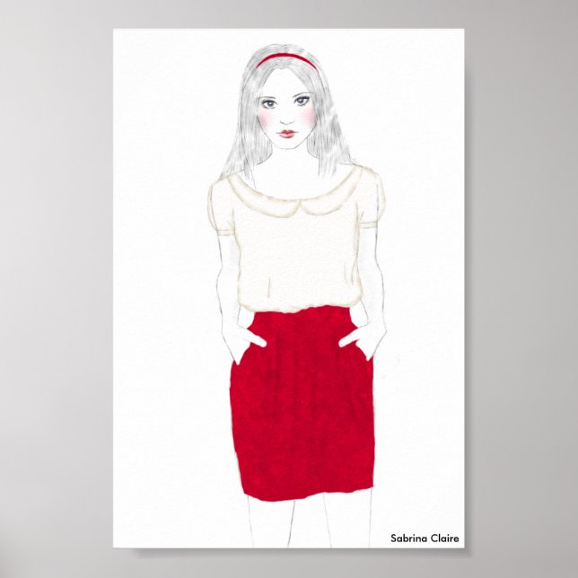 Affiches Fashion Sketch - Red Skirt (Devant)