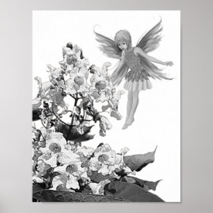 Affiches Fée d'arbre de Catalpa avec des fleurs
