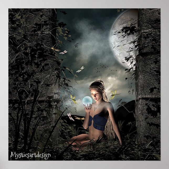 Affiches Fée de Whimsical Holding Magical Ball in Forest Ar (Devant)