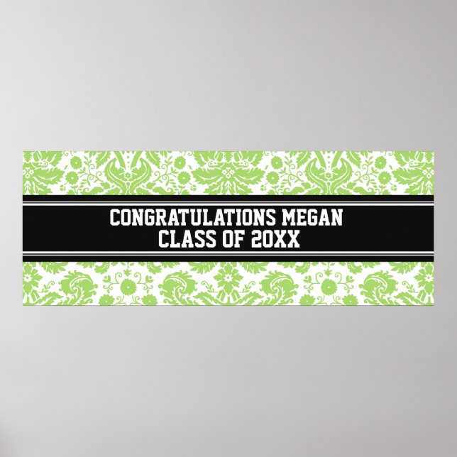 Affiches Félicitations Graduation Custom Name Banner Lime (Devant)