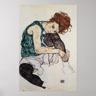 Affiches Femme assise, Egon Schiele, 1917, 16W x 24H