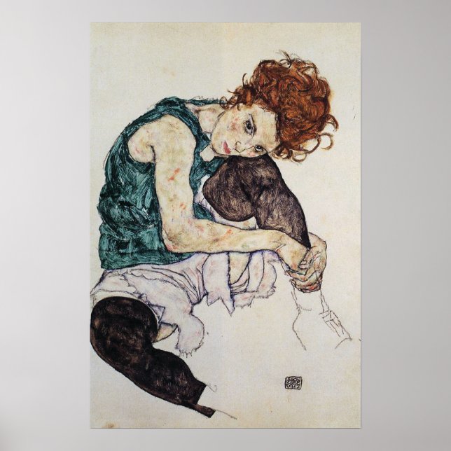 Affiches Femme assise, Egon Schiele, 1917, 16W x 24H (Devant)