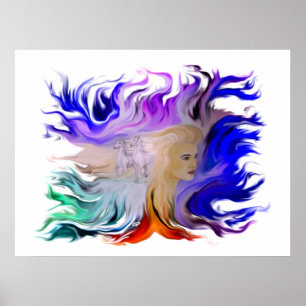 Affiches Femme avec cheval