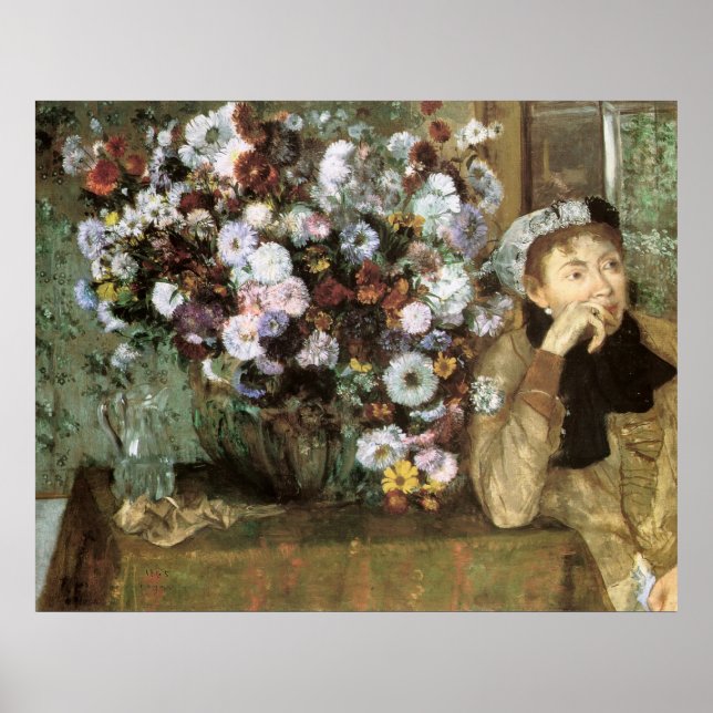 Affiches Femme Avec Chrysanthemum (Devant)