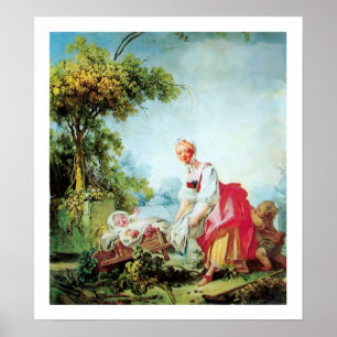 Affiches FEMME AVEC DEUX ENFANTS Premium Canvas