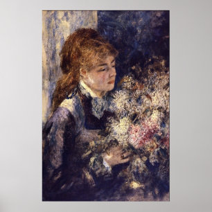 Affiches Femme avec Lilacs par Pierre Renoir