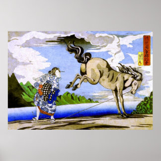 Affiches Femme & Cheval Kuniyoshi Art japonais