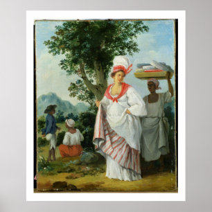 Affiches Femme créole antillaise avec son serveuse noire, c