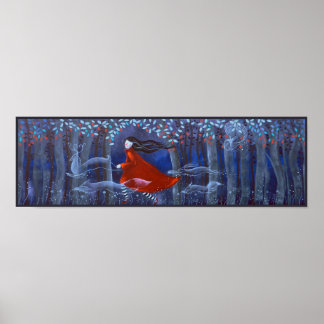 Affiches Femme et Esprits d'animaux forestiers.